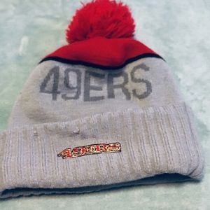 San Francisco 49ers hat and gloves. WORN ONE TIME.